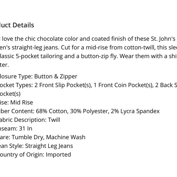 St. John’s Bay Women’s Mid-Rise Coated Straight Leg Jean - Picture 14 of 14